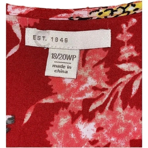 Cato plus size, red floral faux wrap, Hi-Low dress - Picture 6 of 11